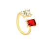 Copper Inlay Geometric Square Zircon Open Rings