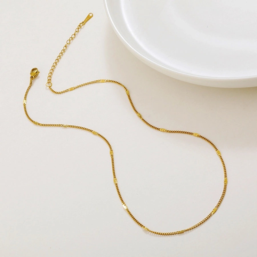 Jewelry Simple Style Geometric Solid Color Titanium Steel Chain Necklace