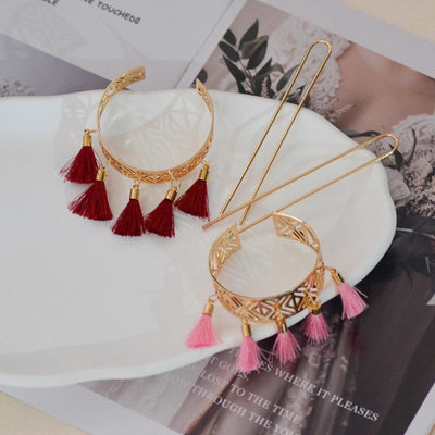 Women's Retro Geometric Metal Tassel Plating Hairpin