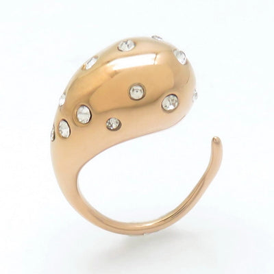 Jewelry Vintage Style Water Droplets 304 Stainless Steel 18K Gold Plated Open Rings