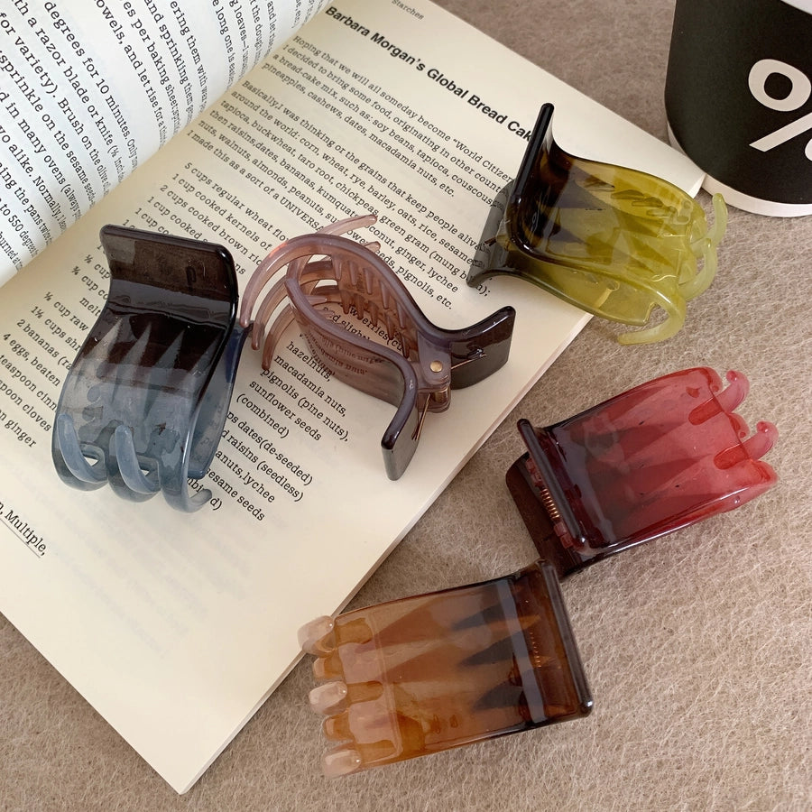 women's simple style color block plastic hair claws