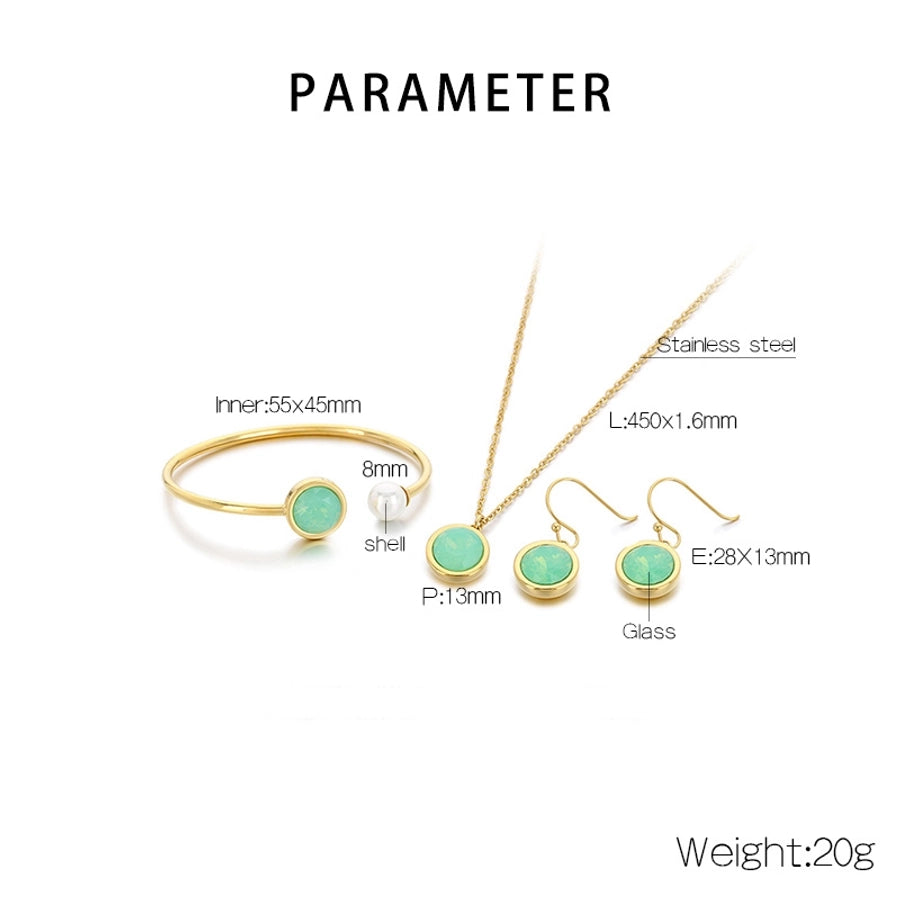 Jewelry Simple Style Commute Round 304 Stainless Steel 18K Gold Plated Jewelry Set