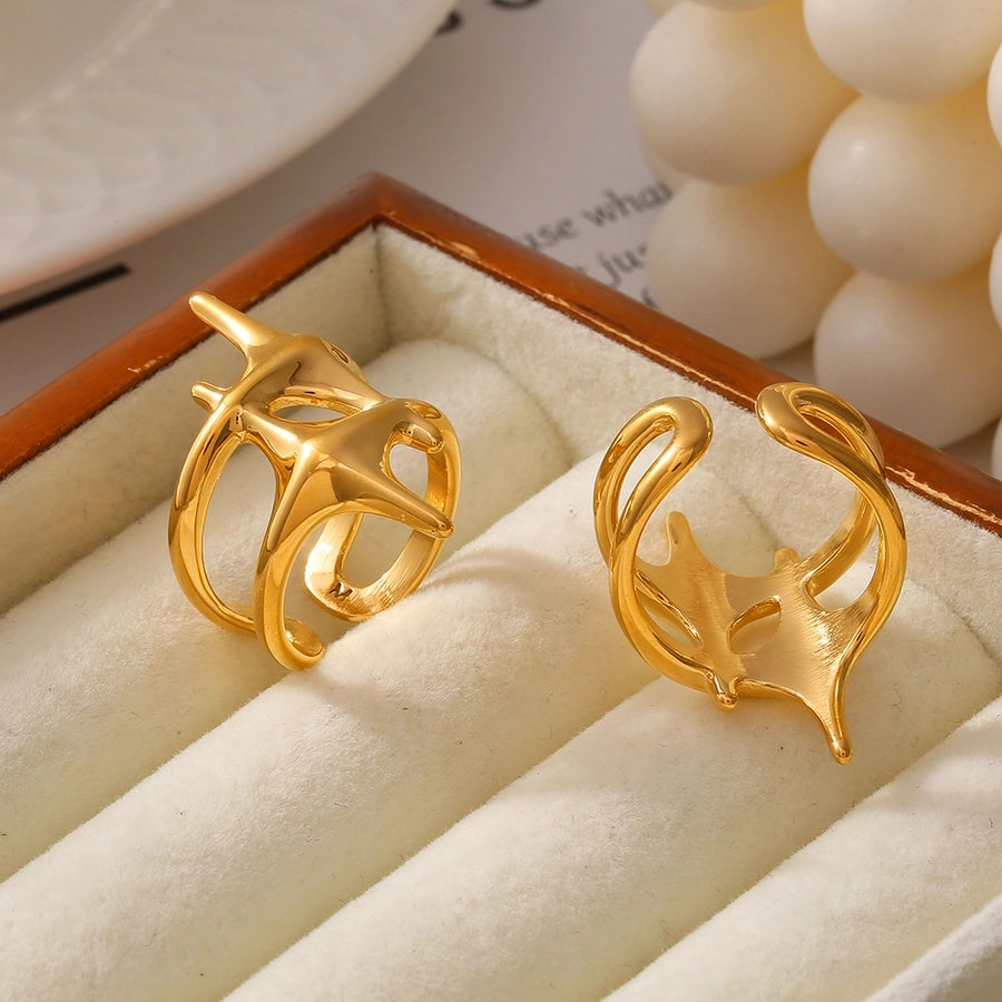 Jewelry Casual Elegant Modern Style Star Titanium Steel 18K Gold Plated Plating Open Rings