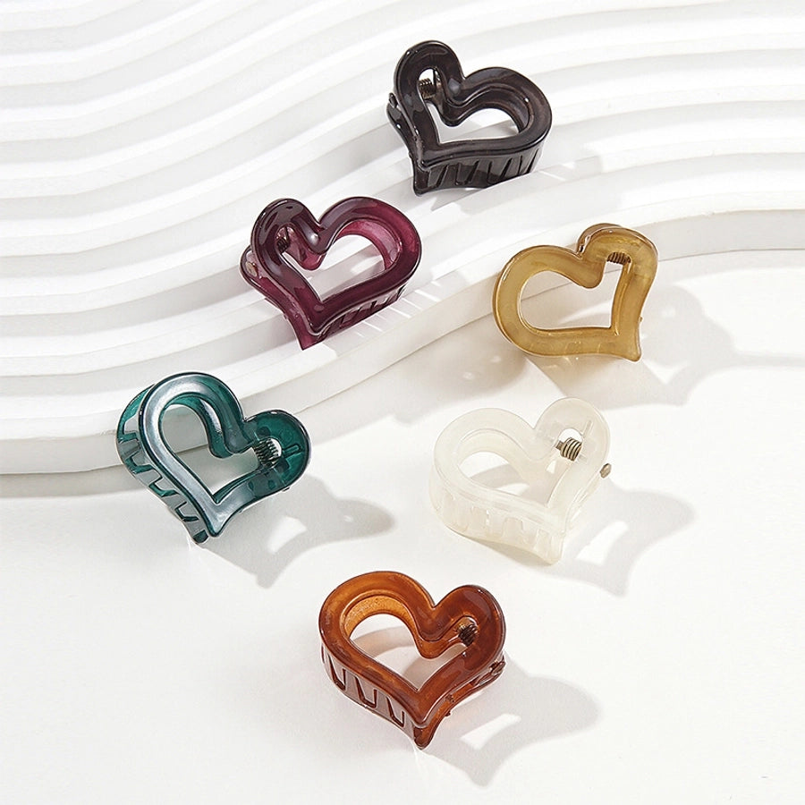 women's cute heart shape plastic hollow out hair clip