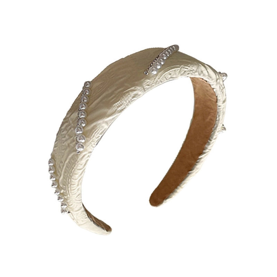 fashion plaid cloth handmade artificial pearls rhinestones hair band 1 piece