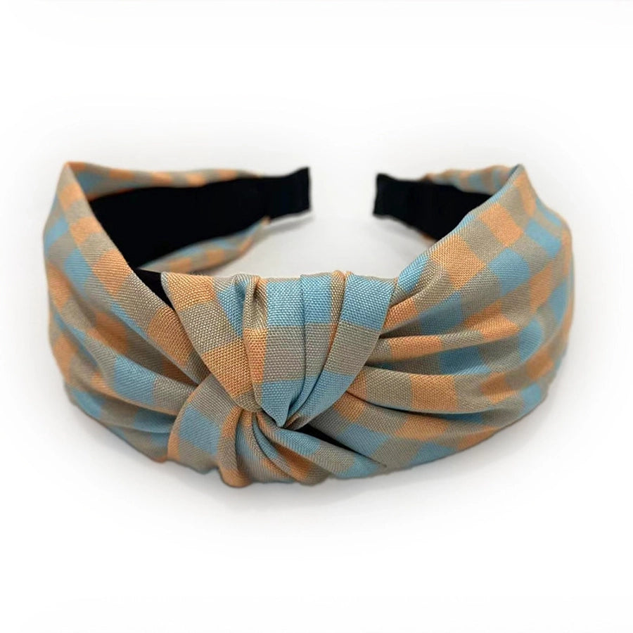 retro plaid cloth hair band