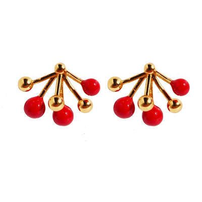 1 Pair Princess Cute Sweet Geometric Brass 24K Gold Plated Ear Studs