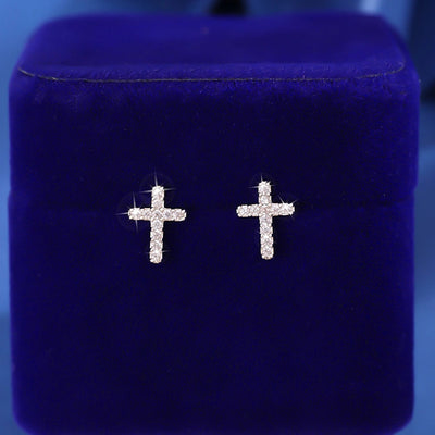 1 Pair Hip-Hop Simple Style Cool Style Cross Copper Zircon Imitation Gold  Ear Studs