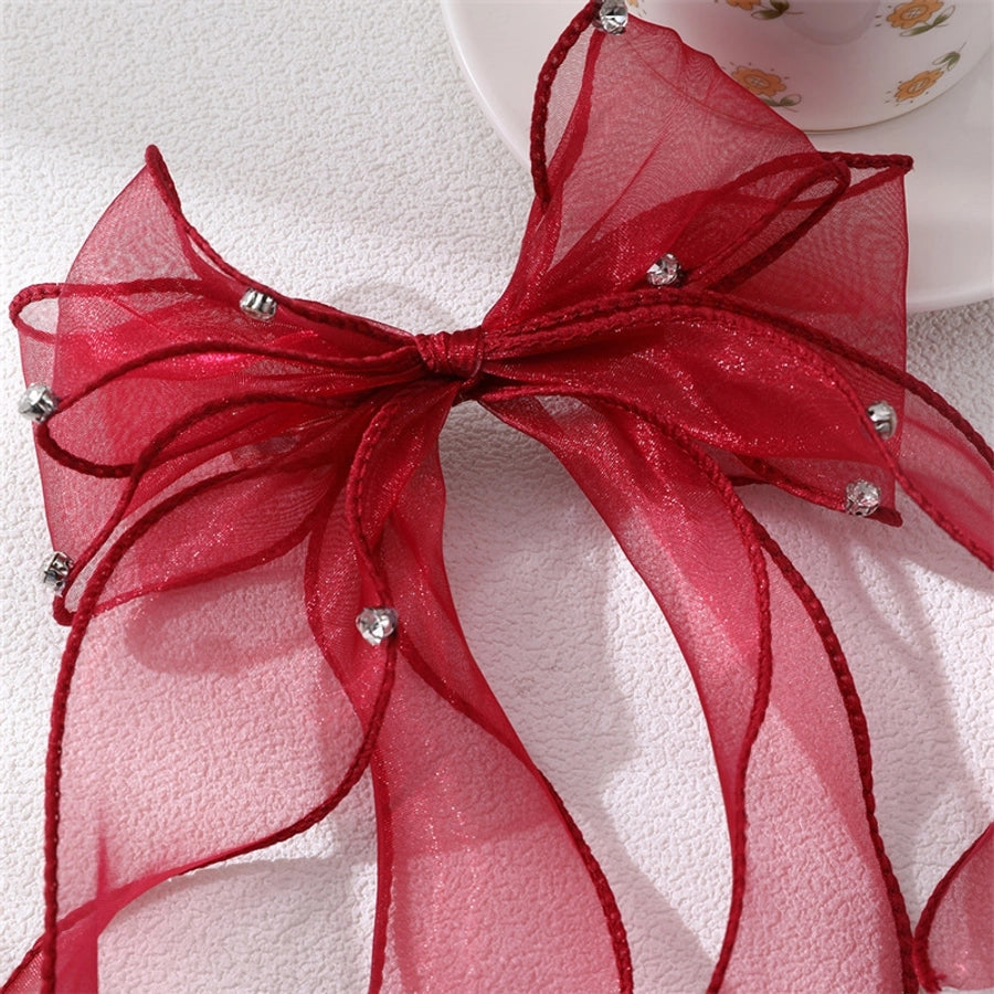 women's sweet solid color bow knot cloth hair clip