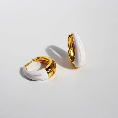 1 Pair Simple Style Circle Enamel Brass 24K Gold Plated Earrings