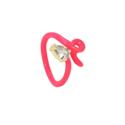 Copper Enamel Inlay Snake Zircon Open Rings
