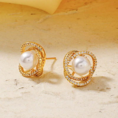 1 Pair Retro Simple Style Shiny Geometric Inlay Copper Zircon K Gold Plated Ear Studs