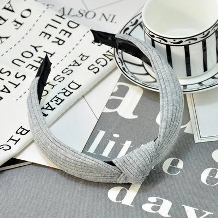 wide-brimmed fabric knit cross knotted headband nhof150088