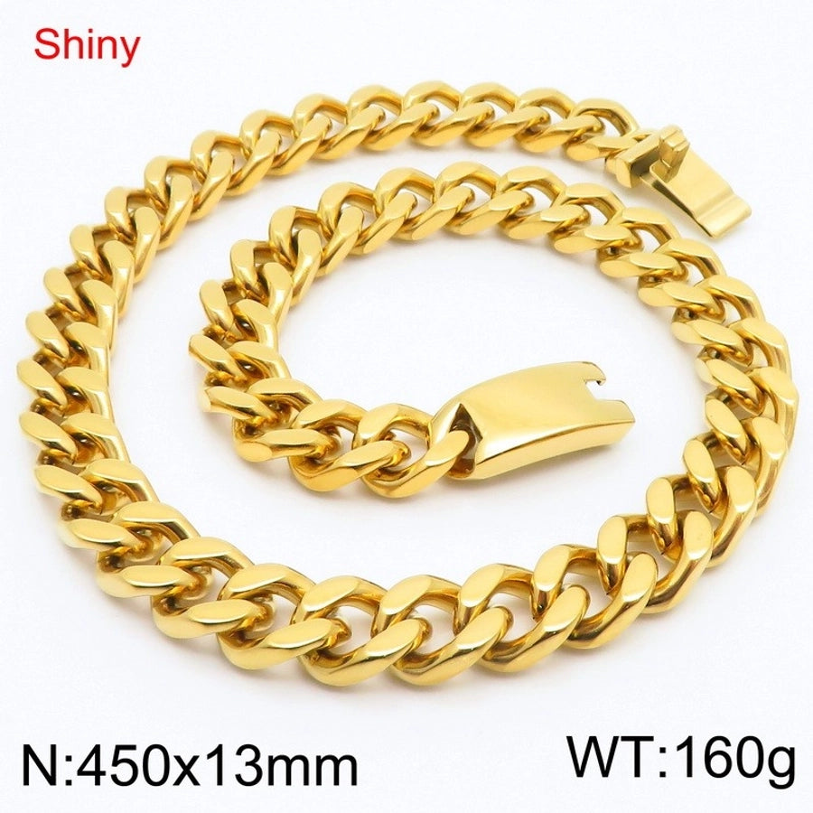 Fashion Minimalist Atmospheric Stainless Steel Cuban Link Chain Bracelet Necklace