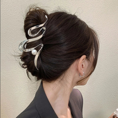 fashion flower metal plating artificial rhinestones hair claws 1 piece