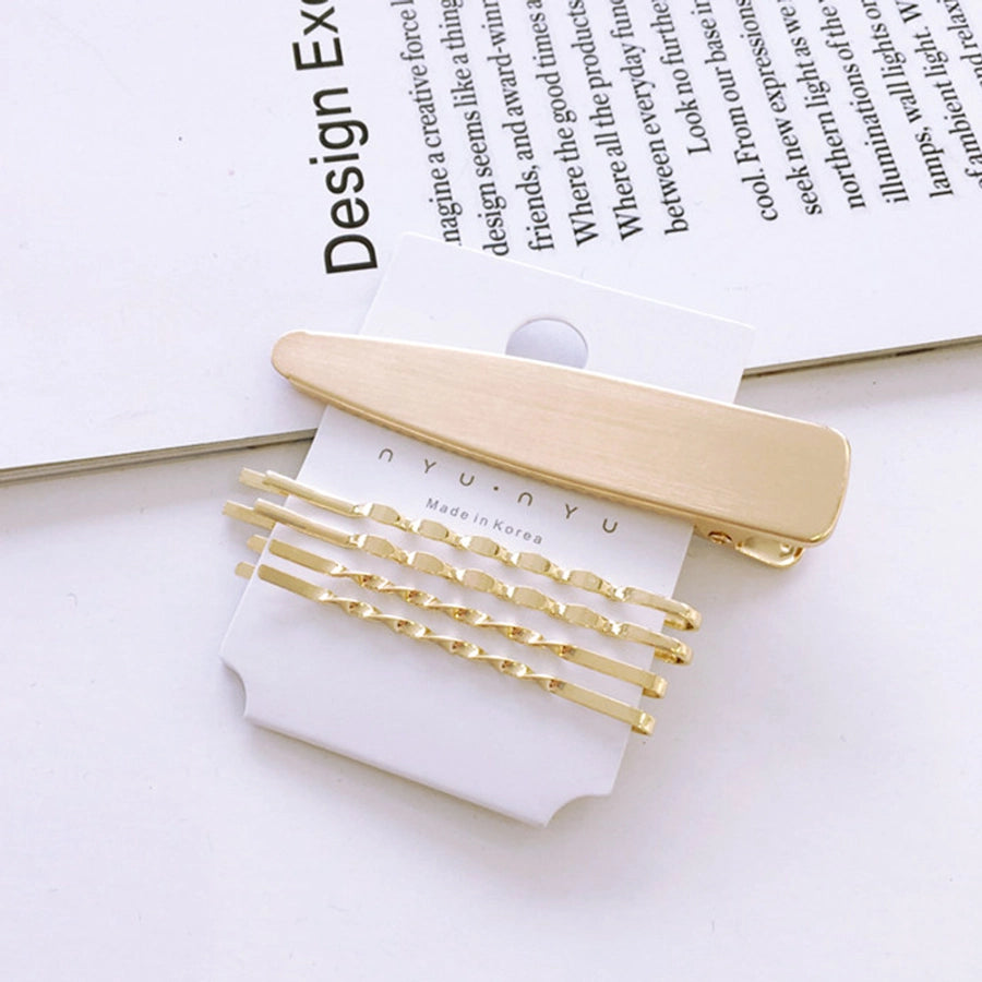 fashion geometric alloy plating artificial pearls hair clip 1 set