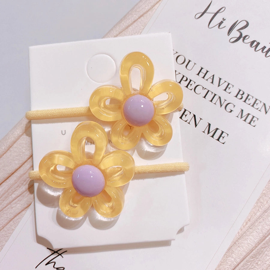 fashion flower mixed materials handmade hair tie 1 pair