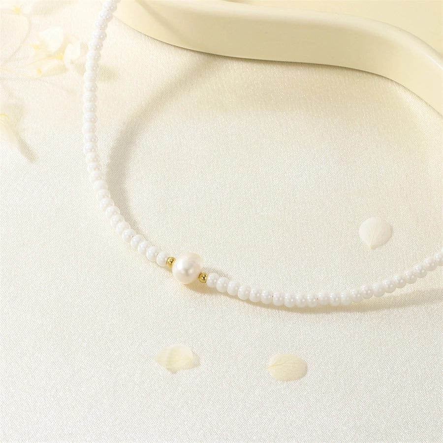 Jewelry Lady Classic Style Circle Glass Copper Necklace