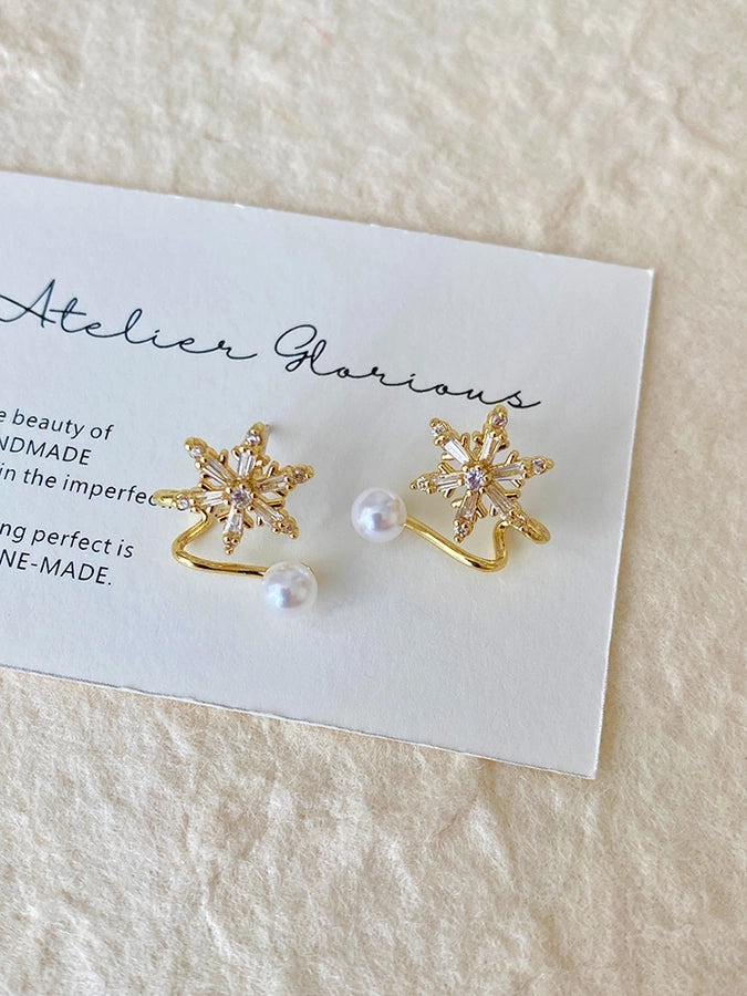 1 Pair Basic Geometric Plating Copper Imitation Pearl Zircon Earrings