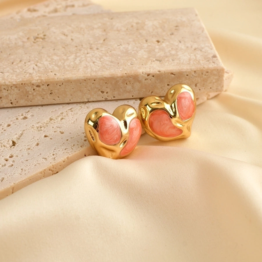 1 Pair Princess Romantic Heart Shape 304 Stainless Steel Ear Studs