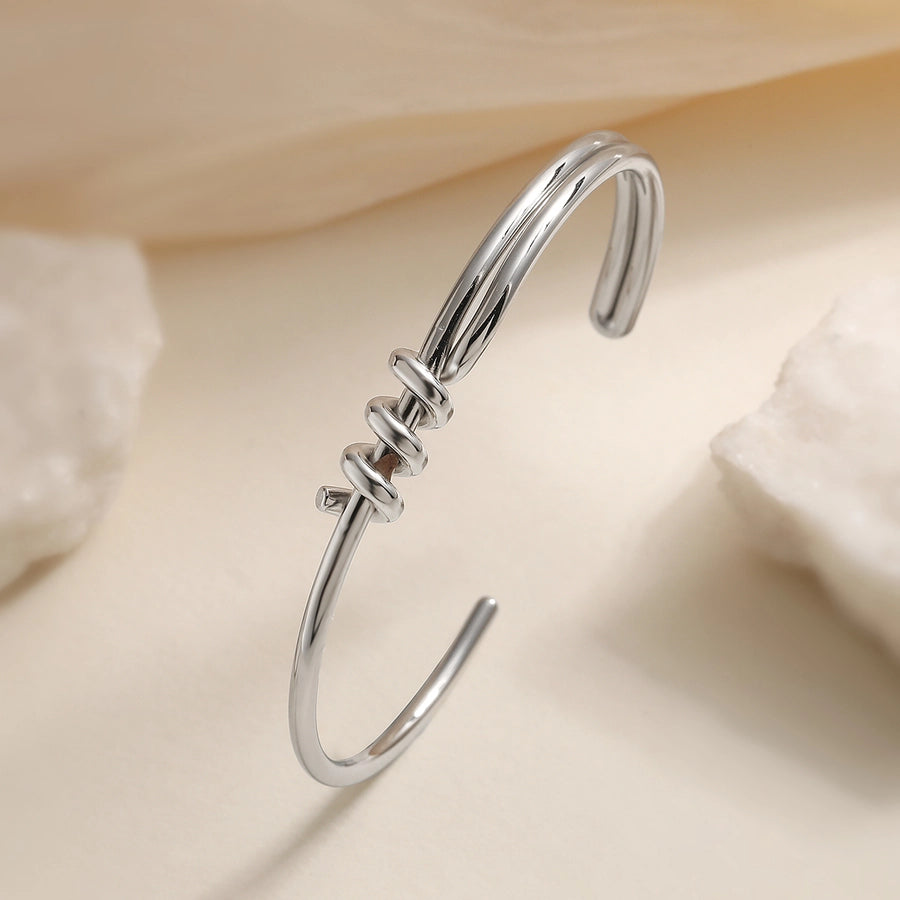 Retro Simple Style Commute Geometric 304 Stainless Steel Cuff Bracelets In Bulk