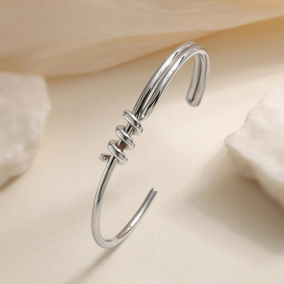 Retro Simple Style Commute Geometric 304 Stainless Steel Cuff Bracelets In Bulk