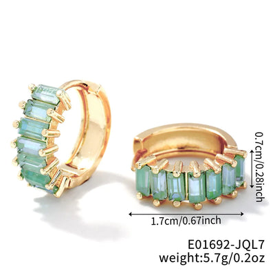 1 Pair Casual Glam Shiny Solid Color Inlay Copper Zircon K Gold Plated Rhodium Plated Ear clip