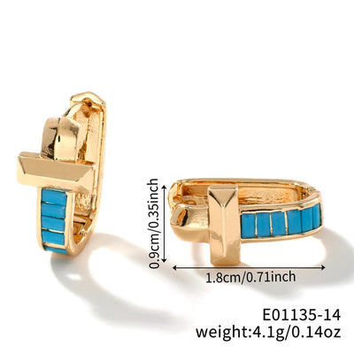 1 Pair Elegant Simple Style Shiny Geometric Inlay Copper Glass K Gold Plated Rhodium Plated Ear clip