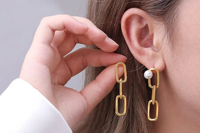 1 Pair Vintage Style Classic Style Geometric Plating Copper Pearl Drop Earrings