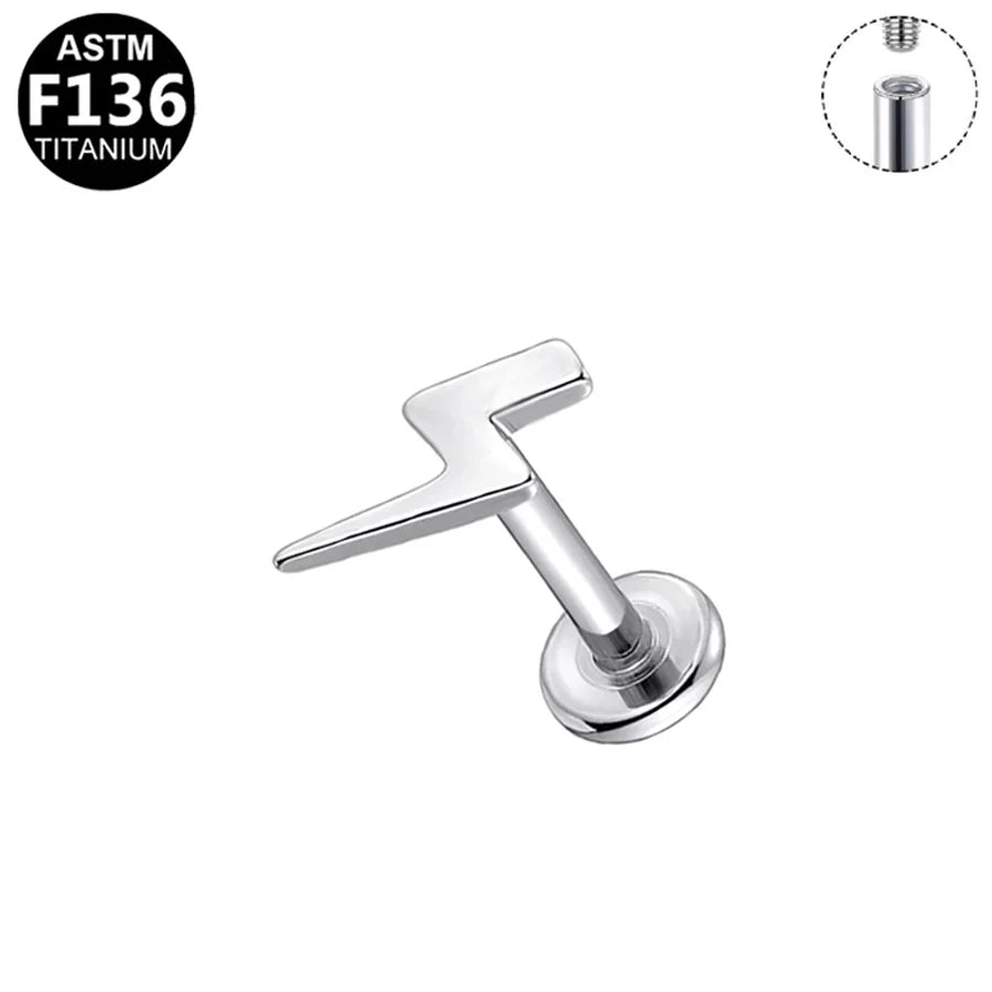 1 Piece Lip Rings Casual Star Moon Pure Titanium Titanium Alloy 14K Gold Plated White Gold Plated Lip Rings Ear Cartilage Rings & Studs