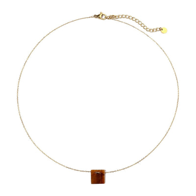 Jewelry Vintage Style French Style Simple Style Geometric Titanium Steel Natural Stone 14K Gold Plated Plating Pendant Necklace