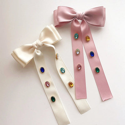 sweet bow knot cloth diamond hair clip