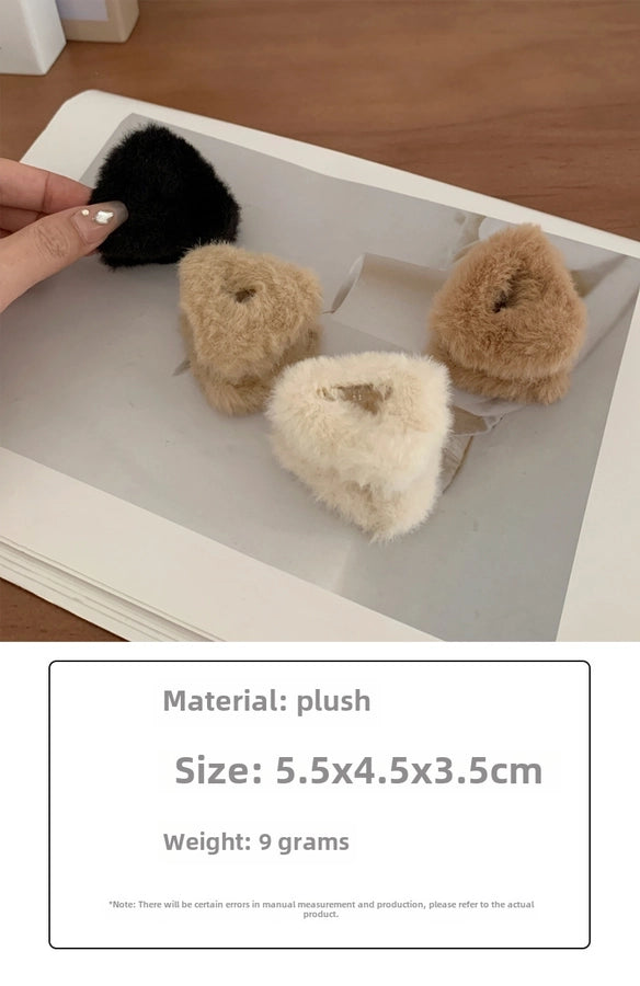 Internet celebrity Triangle Plush hairpin back head updo hair clip female grip high-grade furry shark clip head