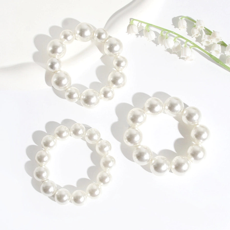 sweet solid color imitation pearl hair tie 1 piece