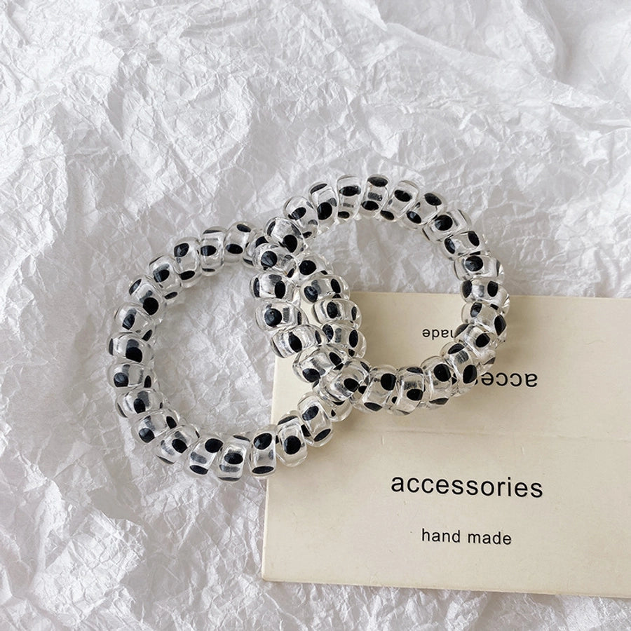 Women's Modern Style Classic Style Polka Dots Plastic Telephone Cord Hair Tie