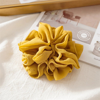 simple style solid color ruffles cloth pleated hair tie 1 piece