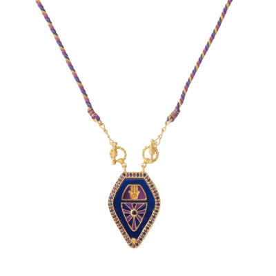 Copper Gold Plated Painted Tarot Pendant Necklace