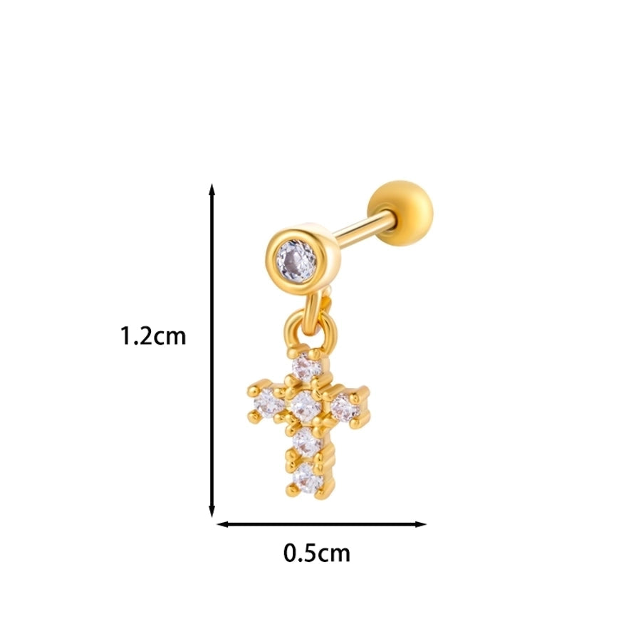 1 Piece IG Style Simple Style Korean Style Heart Shape Butterfly Bow Knot Inlay 316 Stainless Steel  Copper Zircon Ear Studs