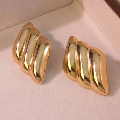 1 Pair Simple Style Classic Style Streetwear Geometric 304 Stainless Steel Imitation Gold  Ear Studs