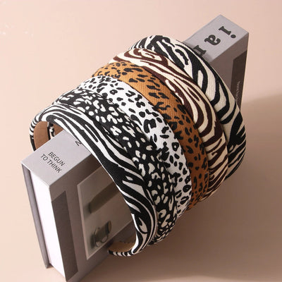 Guanyang  Zebra Print Leopard Print Headband  Retro Sponge Face Washing Pressure Hairband Simple Fashion Headband Hair Accessories
