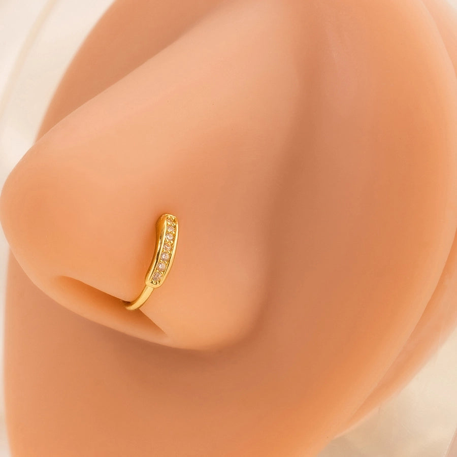 1 Piece Nose Rings & Studs Simple Style Geometric Heart Shape Alloy Plating Inlay Rhinestones Nose Rings & Studs