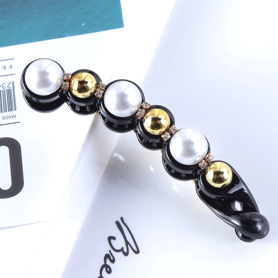simple style geometric plastic artificial pearls hair clip