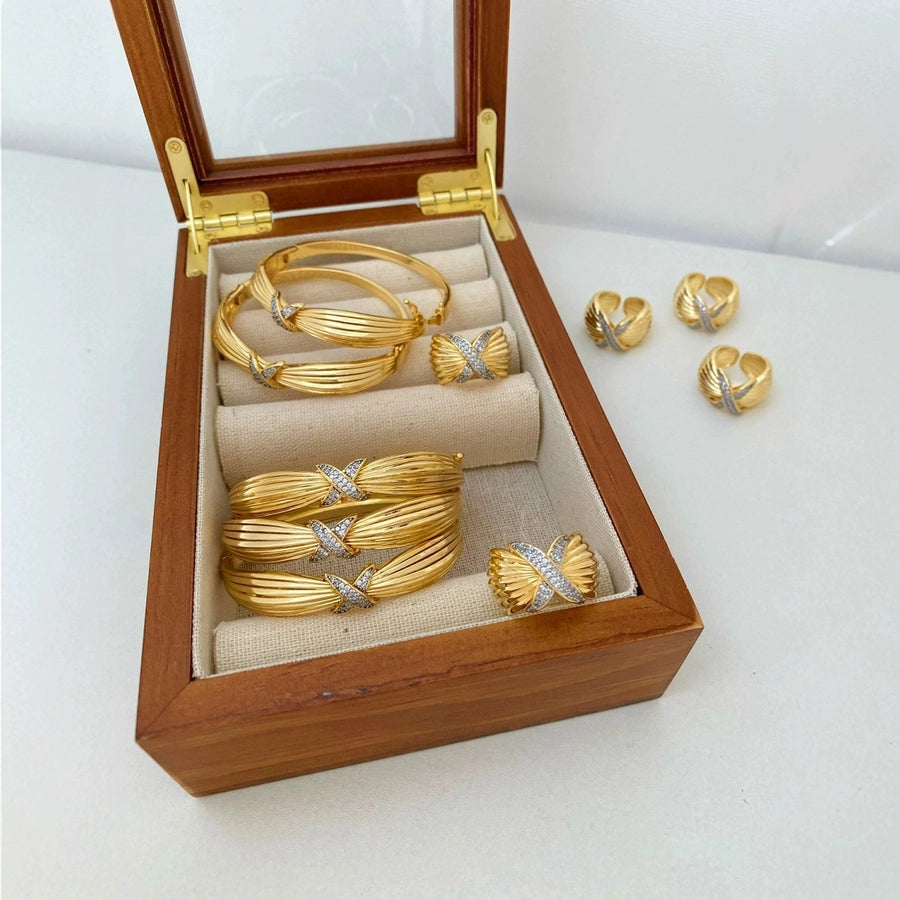 Jewelry Vintage Style Classic Style Geometric Copper Zircon Mixed Metal Rings Bracelets