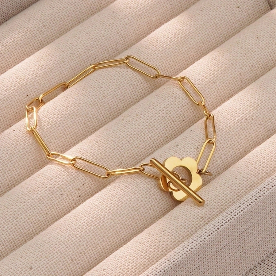 Jewelry Modern Style Simple Style Flower 304 Stainless Steel 18K Gold Plated Plating Bracelets Earrings Necklace