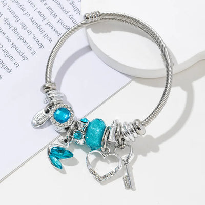 Elegant Lady Heart Shape Butterfly 304 Stainless Steel Alloy Bangle In Bulk
