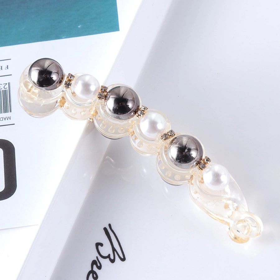 simple style geometric plastic artificial pearls hair clip