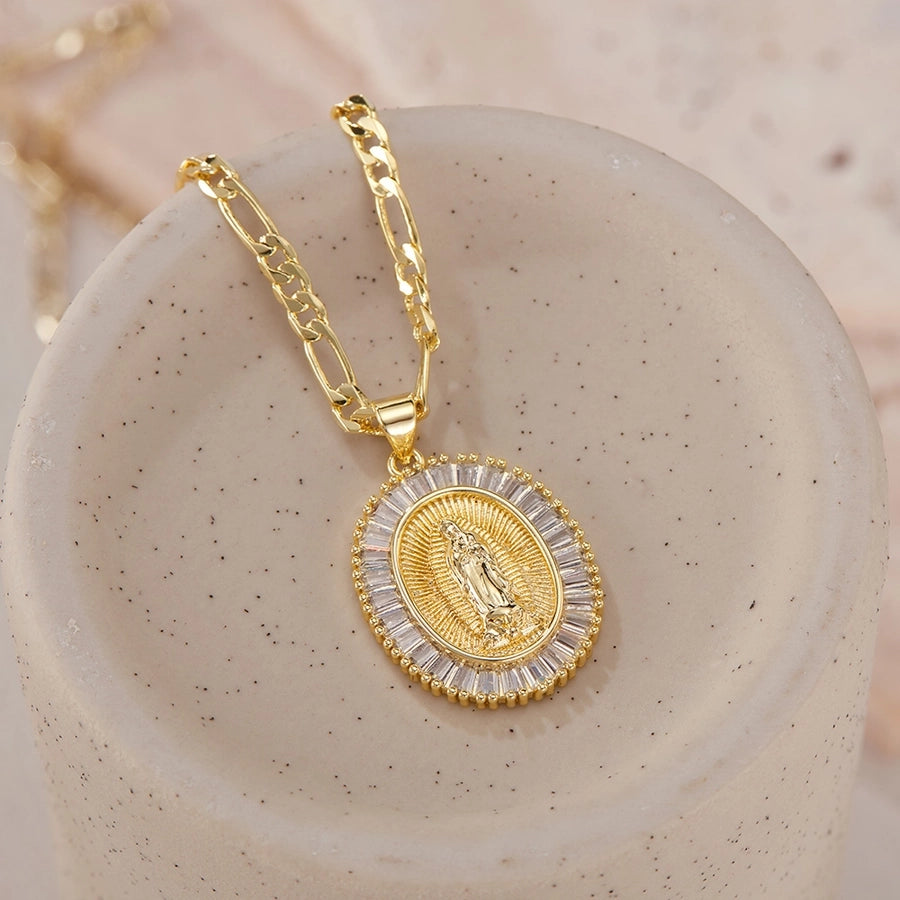 Jewelry French Style Simple Style Geometric Copper 14K Gold Plated Pendant Necklace