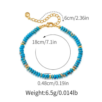 turquoise Copper Beaded Crystal Artificial Crystal Natural Stone Turquoise Bracelets