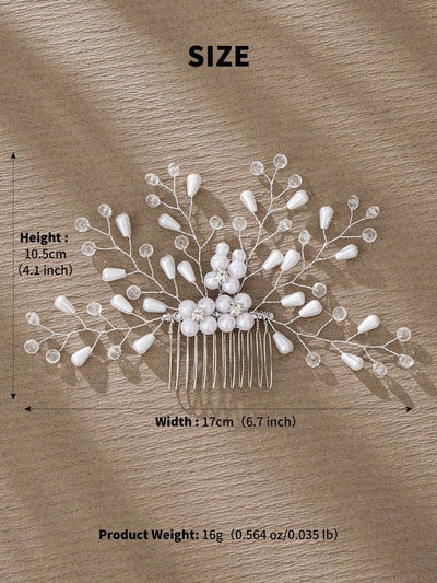 simple style flower artificial pearl inlay pearl insert comb