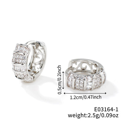 1 Pair Glam Simple Style Shiny Geometric Inlay Copper Zircon K Gold Plated Earrings